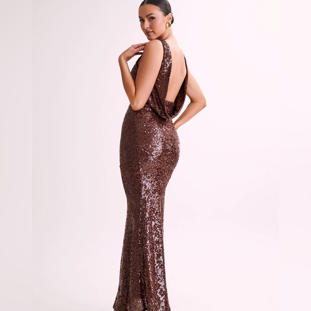 Madera Backless Sequin Maxi Dress - Chocolate